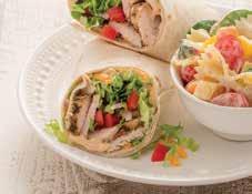 Grilled Turkey Wraps 1½ pounds boneless skinless turkey breast tenderloins (about 2) 2 tablespoons Green Tea Peppercorn Seasoning ½ cup sour cream 1 packet Zesty Honey BBQ Dip Mix 6 extra-large flour