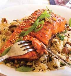 Bourbon-Glazed Salmon with Sesame Seeds Serves 8 Prep Time: 10 minutes Marinating Time: 30 minutes Grilling Time: 9-11 minutes CHAPTER 2 JANE S MENU FAVORITE GUEST DINNER ½ cup packed brown sugar 6