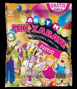 FREE BALLOON ŠUMI PARTY MIX combination of chewy candies, and jelly candies, FREE GIFT: BALLOON + TATTOO,
