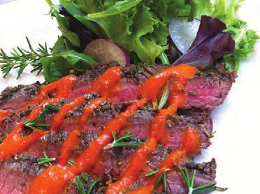 Rosemary Herbed Stove Grilled Flank Steak with a Roasted Red Pepper Sauce continued Mix first 3 ingredients in a bowl. Generously sprinkle then rub this mixture on all sides of each steak.