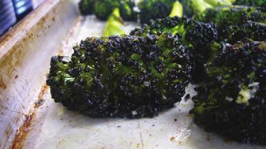 Roasted Broccoli continued Preheat oven 350 Rinse, clean and gently dry the broccoli. In a large bowl, toss broccoli with 1/4 C of olive oil.