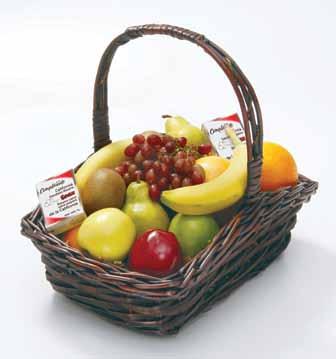 99 4 +9 reward 5 +12 reward Centrepiece Basket A large collection of granny smith, red and golden delicious apples, pears, oranges, bananas, grapes, raisins, grapefruit and kiwi. $22.