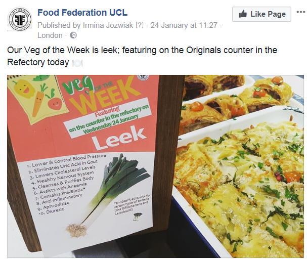 Veg of the Week Every Wednesday In January we featured different vegetable in the Refectory as VEG OF THE WEEK.