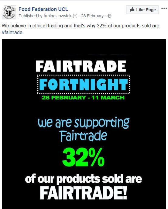 Ethical trading Fairtrade products sales In the period from 1 st of June 2016 until the 31 st of April 2018, 32% of our products sold were Fairtrade. This constitutes 23% of total sales.