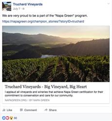Opportunities to promote Napa Green on Social Media: Premiere Napa Valley Down to Earth month in April Harvest