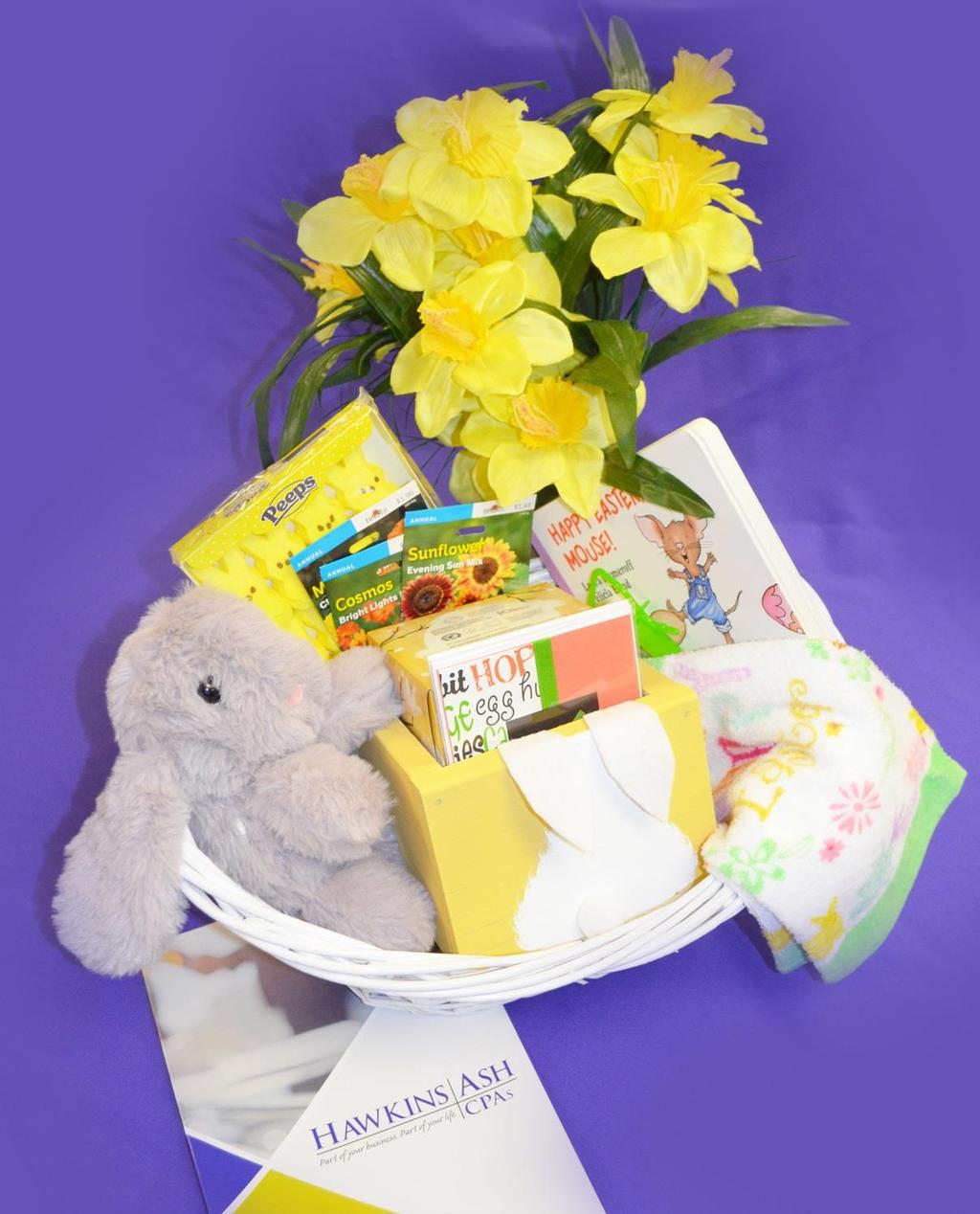 I: Easter Basket Generously donated by Hawkins Ash CPAs Retail value: $50 Stuffed Easter bunny - bunny box with