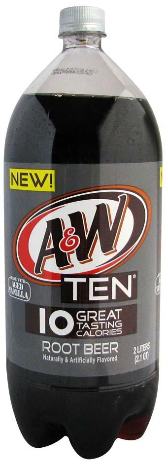 A&W Ten Root Beer DR PEPPER SEVEN UP Event Date: Jan 2013 Price: US 2.49 EURO 1.92 Description: Classic root beer drink with only 10 calories per serving but same great flavors.