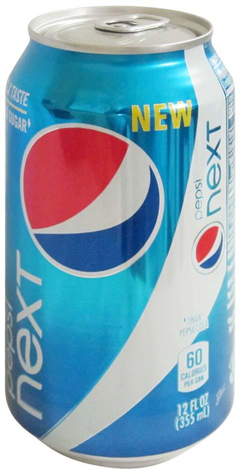 Pepsi Next Soft Drink with Cola Flavor PEPSICO Event Date: Jul 2012 Price: US EURO Description: Reduced sugar and reduced calorie soft drink with cola flavor, in an aluminum can.