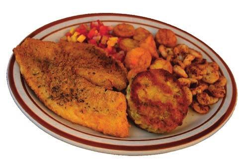 Our large variety of meats and vegetables are fresh, homemade, and top quality. All entrées are served with your choice of two vegetables and biscuits or hushpuppies.