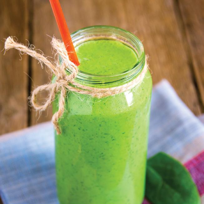 TROPICAL GREEN MACHINE CONTAINER: 20-OUNCE SINGLE-SERVE FRESHVAC CUP MAKES: 1 SERVING 1 /2 small ripe banana 1 /4 cup mango chunks 1 /4 cup pineapple chunks 1 /4 cup spinach leaves 1 /4 cup kale