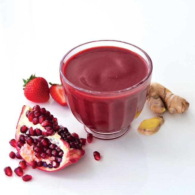 GINGERED ACAI CONTAINER: 72-OUNCE FRESHVAC PITCHER MAKES: 6 SERVINGS 1 1 /2 cups unsweetened acai berry puree, thawed 2 tablespoons fresh ginger, minced 3 1 /2 cups pomegranate juice 4 cups