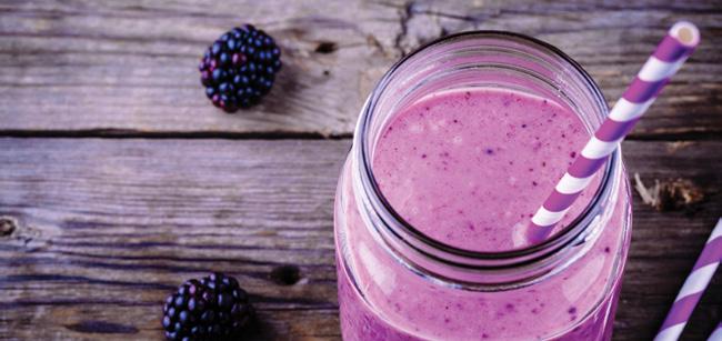 SMOOTHIES BERRY ALMOND SMOOTHIE CONTAINER: 20-OUNCE SINGLE-SERVE FRESHVAC CUP MAKES: 2 SERVINGS 1 /2 small ripe banana, peeled, cut in half 1 cup almond milk 1 tablespoon almond butter 1 cup frozen