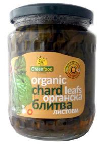 spinach leaves*, salt, water *From ORGANIC CHARD Net /Gross weight: 600g / 900g Boxes in pallet: 91 Ingredients: chard leaves*, salt,