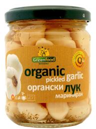 ORGANIC PICKLED GARLIC CLOVES Net /Gross weight: 200g / 340g Boxes in pallet: 168 Ingredients: