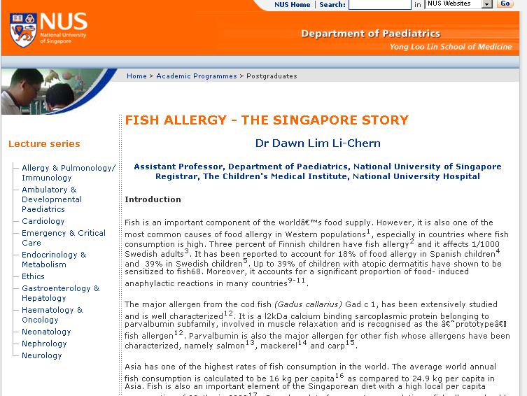 Fish Allergy The Singapore Story 11/20/2016