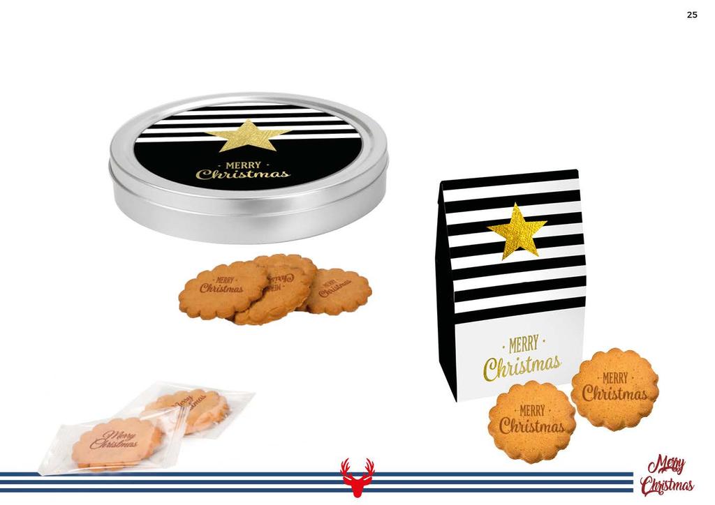 "Logo Cookie" Tin Cat. No 0407 Logo Cookie ginger spice cookies (110 g total) Ø 190, h 34 mm "Logo Cookie" Bag Cat.