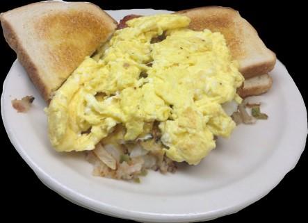HASHBROWN COMBO* $5.75 HASHBROWNS, MUSHROOMS, and HAM topped with CHEDDAR CHEESE and 3 EGGS. Served with TOAST. JALAPENO COMBO* $6.