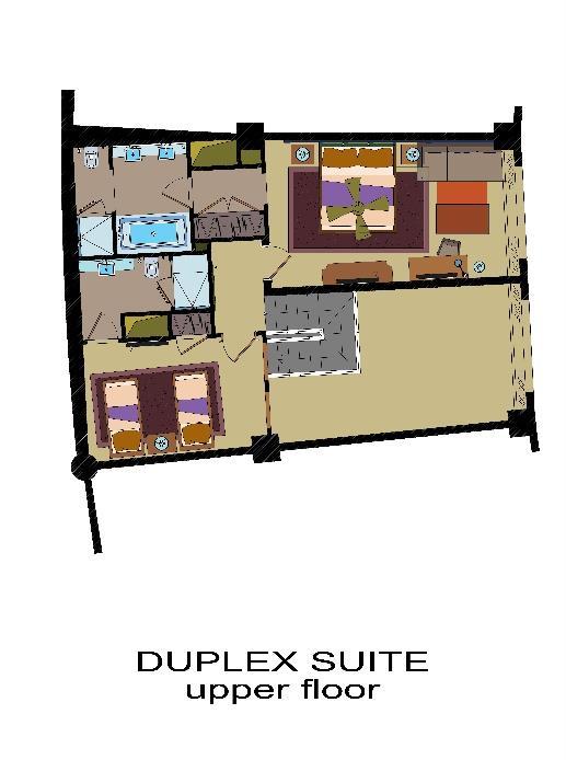 DUPLEX FAMILIY SUITE FEATURES ROOM SET UP ROOM SERVICES 14 ROOMS ON ARRIVAL DAY FRUIT BASKET TEA & COFFEE SET UP 108 M² CHOCOLATE & SWEET PLATTER BVLGARI BATH PRODUCTS 1 LIVING ROOM LOCAL WINE (75