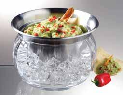 PRODYNE On Ice DIPS, SAUCES, CONDIMENTS, AND SNACKS STAY CHILLED AND TASTY ON ICE High quality stainless steel upper dip bowl (22 oz.