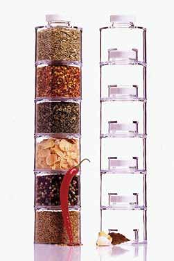 Includes 48 pre-printed and 6 blank spice labels (spices not included). Set stacks to 13.75" H overall. Colour box.