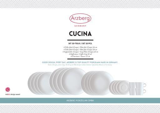 Powered by TCPDF (www.tcpdf.org) Dinnerware Sets Cucina 12 Piece Set Set includes: 4 x 20cm Side Plate, 4 x 26cm Main Plate, and 4 x 22cm Soup Plate.