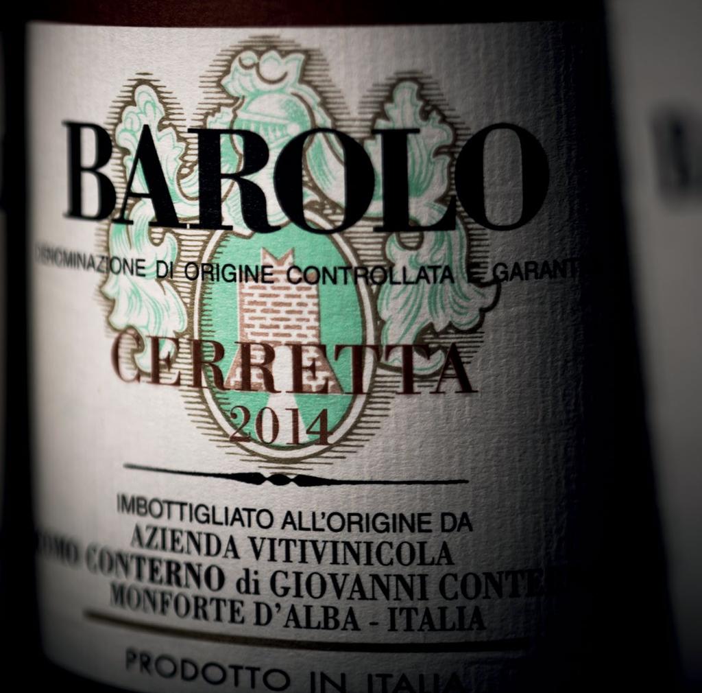 BAROLO CERRETTA 2014 Cherry and strawberry fruits, lifted and red. This is terrific, all about elegance with a lovely hint of white pepper in the structure. Poise and balance but with a vivaciousness.