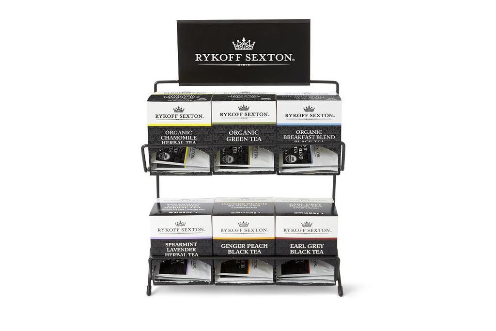 Choose the Right Tea Chests and Racks APN #4102210 Black, powder-coated wire display rack.