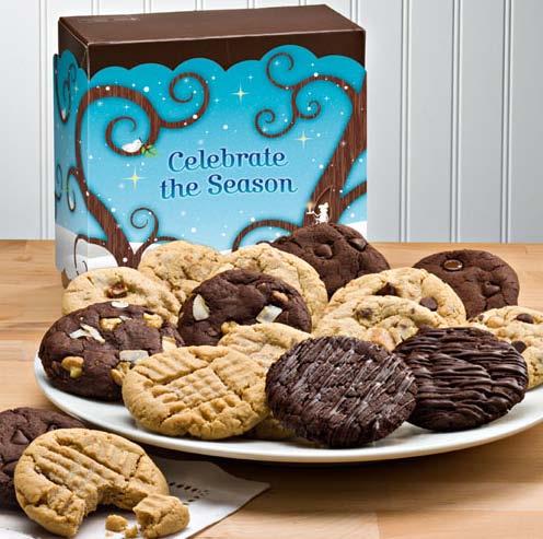Gourmet Cookie Celebrate The Season Gift Box Delicious freshly baked cookies are a tasty temptation for small and large gatherings at the office and at home.