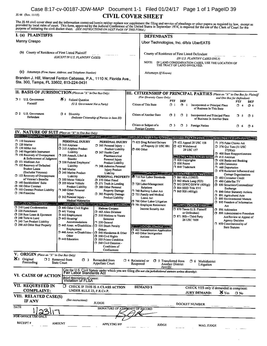41.-VIN.rn Case 8:17-cv-00187-JDW-MAP Document 1-1 Filed 01/24/17 Page 1 of 1 PagelD 39.