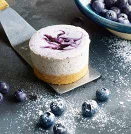 sized cream cheesecake with blueberries on a shortbread crumble.