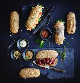 5001678 PETIT PAIN MULTIGRAIN 80 g 55 PCS C/S 48 C/S PAL BAKING 180 C 8-10 Rustic, stone baked, small multigrain baguette with rye sourdough, enriched with germinated wheat, sunflower seeds,
