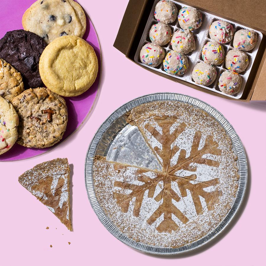 Choose from b day or chocolate malt or our seasonal truffle. T H E C U LT C L A S S I C $ 81 An assortment of one dozen cookies & a 10 crack pie.