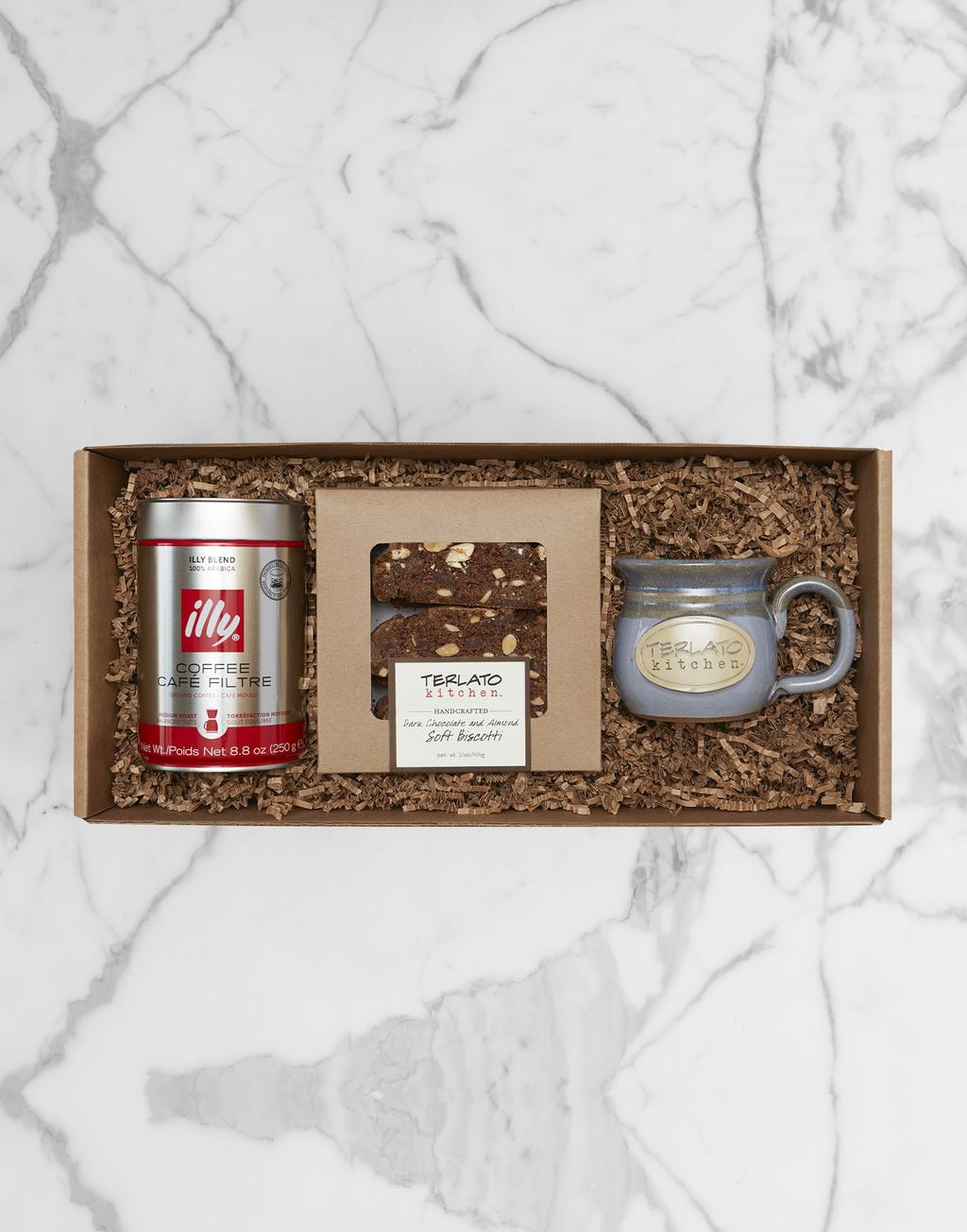 800115 $45 COFFEE BREAK - gift box - The Terlato Family loves a good cup of coffee or espresso to start the morning or finish off a delicious lunch.