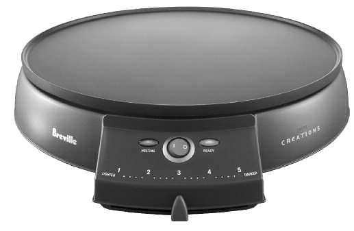 Know your Breville Crêpe Creations Non-stick circular cooking plate for easy cleaning Red Power On indicator light indicates the cooking plate is