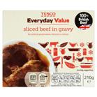 250g Tesco Everyday Value Sliced Beef in Gravy 210g FROZEN READY VALUE TPNB 72255631