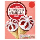 Cream Cones 4 x 110ml Tesco Strawberry & Vanilla Cones 4 x 110ml CONES CONES CONES CONES TPNB 70521187 TPNB 70521066