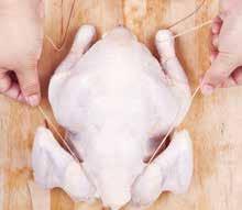 HOW TOS How to truss a chicken 1 ) Place the washed chicken breast side down.