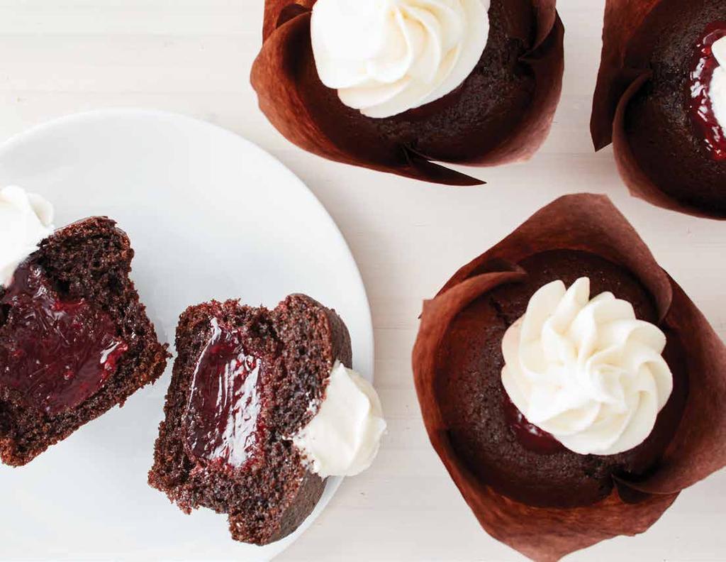 CUPCAKES raspberry chocolate iced cupcakes When your guests bite into this luscious chocolate cupcake,