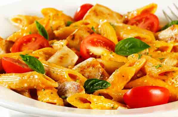 Pasta Tomato and Chilli Pasta A spicy, fresh Tomato and Herb Sauce with a generous sprinkle of Chillies Vegetarian Pasta 750 A unique medley of Vegetables bound in a creamy Peri