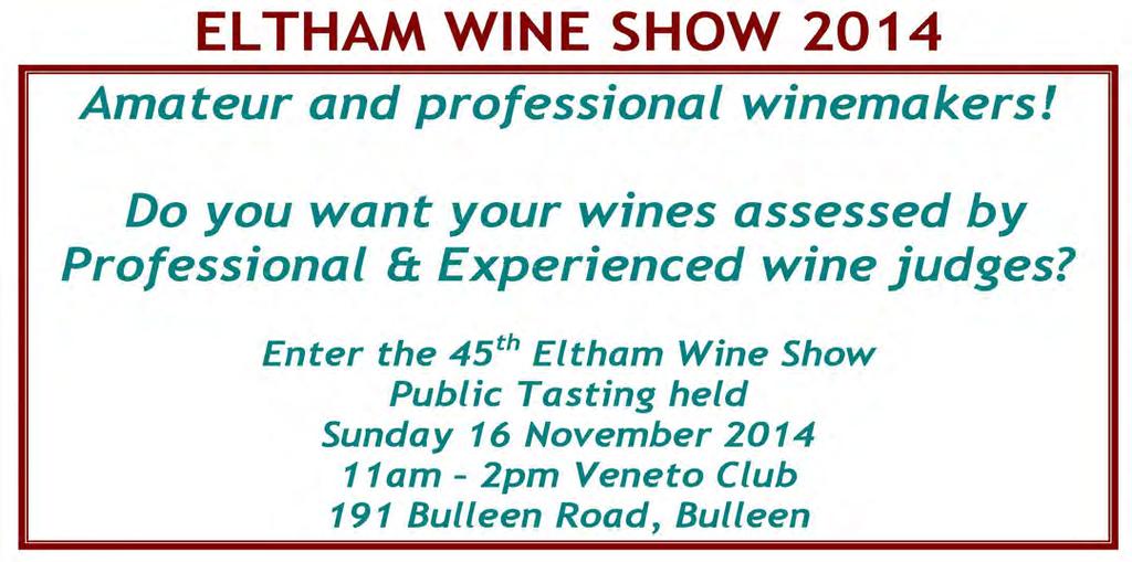 CALLING ALL AMATEUR WINEMAKERS Mansfield Amateur Wine Show will be held this year on Friday 14 th November 2014 at 9am at the Mansfield Showgrounds, as part of the Mansfield Pastoral and Agricultural