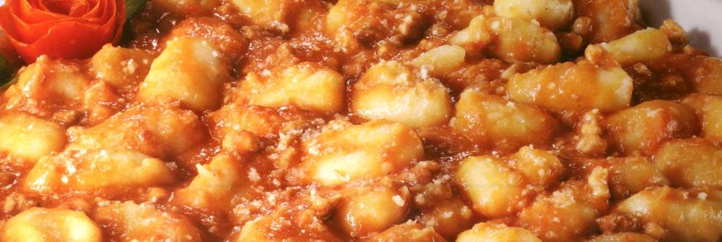 GNOCCHI AL RAGU CON PROSCIUTTO CRUDO GNOCCHI: potatoes, wheat flour, cornflour, salt, natural flavoring.
