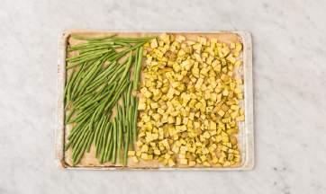 Bake in the oven for 15 20 minutest. CHOP THE In the meantime, trim the ends off the green beans and mince the shallots.