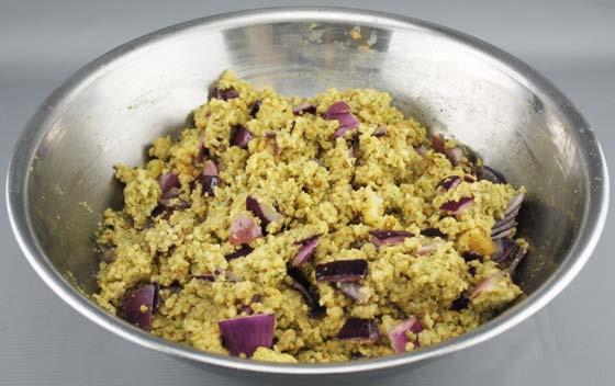 Sub Prepared Stuffing You ll need: Mixing Bowl Sage & Onion Stuffing Mix Red Onions Garlic Croutons Water Oil Salt 255g 200g 50g 900ml 10ml 2g 1.