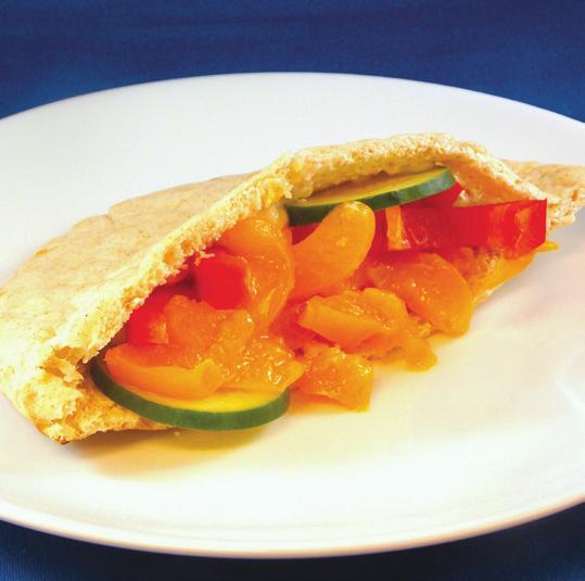 Apricot Pitas Ingredients: 1 piece of pita bread, preferably whole wheat 1/2 cup cottage cheese, preferably low-fat or nonfat 2 apricots, with seeds removed and thinly sliced 4 thin slices of