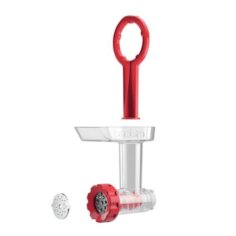 1 Fine grinding plate 1 Coarse grinding plate Wrench for changing plates Place meat into the funnel on top and push down with the push tool Push tool ensures