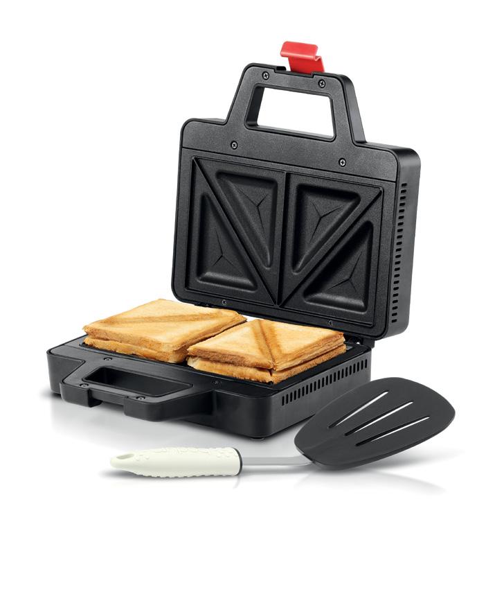 BISTRO Sandwich Toaster This Sandwich Toaster is easy to use and store. Heats and cuts 2 square sandwiches into 4 perfect triangles in one go.