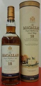 32 Macallan 18yo 1986 Matured in sherry casks, bottled at 43%.