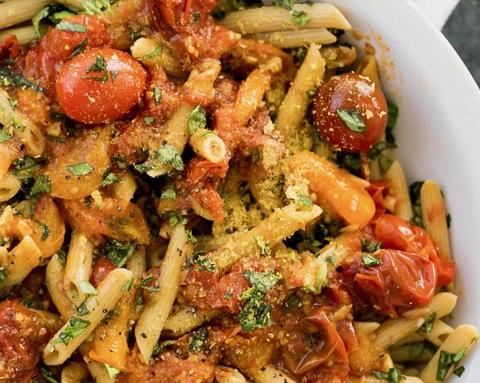 Tomato Sauce Penne with Bursted Cherry Tomato