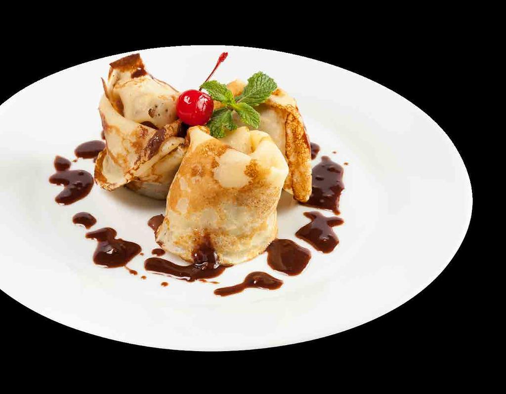 Desserts Palacinky s utellou (1,3,7) domácou šľahačkou a čokoládovým toppingom Crepes with