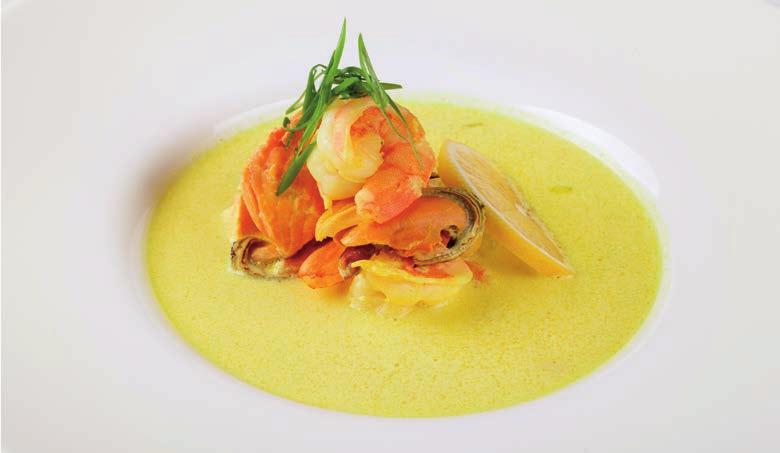 CREAMS Creamy Moschata Pumpkin Soup 8.50 Seafood Bisquet Cream with bouchón mussel and violet potato powder 14.
